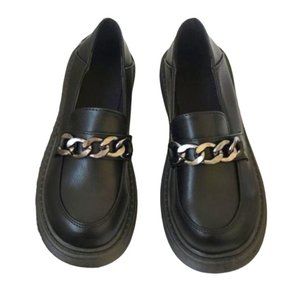 Women's Retro Chain Loafers Chunky Lug Sole Bottom Loafer for Women Young Girls